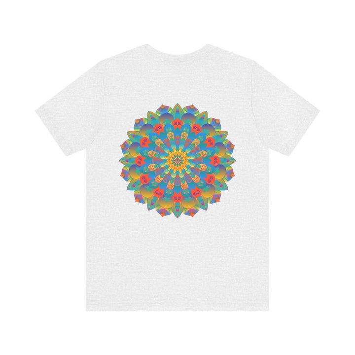 Colorful and intricate mandala design t-shirt promoting spiritual peace and positive vibes