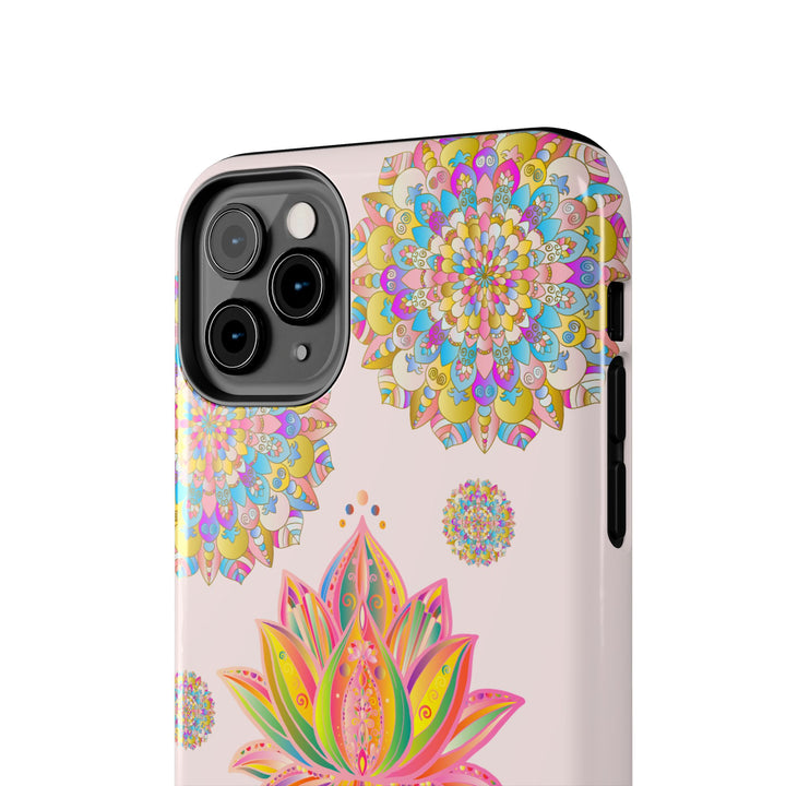 Beautiful light pink lotus flower mandala design phone case for protection