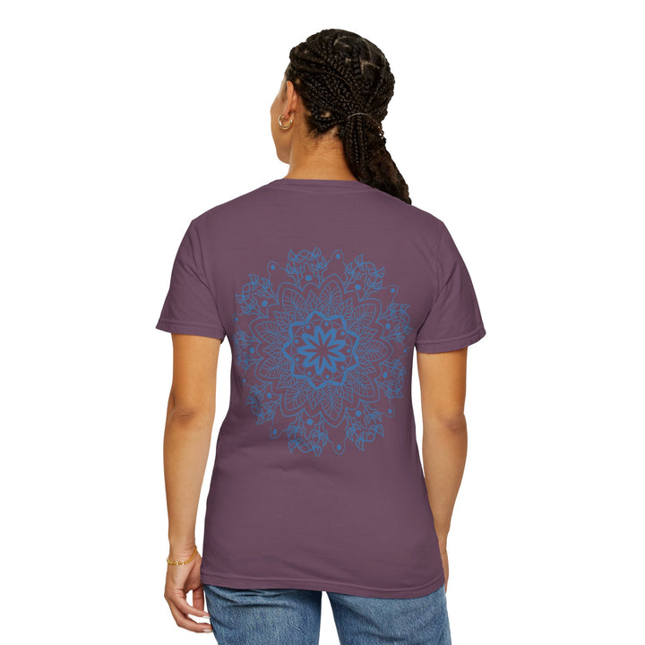 Handmade Mandala Art Tshirt featuring intricate design on unisex garment-dyed tee