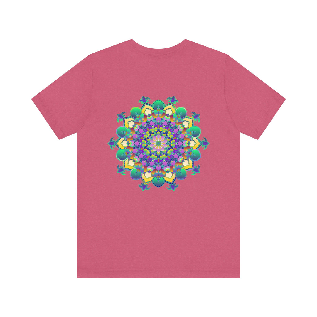 A vibrant mandala tee with intricate design, symbolizing spiritual peace and harmony, perfect for embracing positive energy and expressing your inner zen