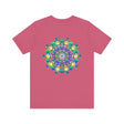 A vibrant mandala tee with intricate design, symbolizing spiritual peace and harmony, perfect for embracing positive energy and expressing your inner zen