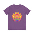 Colorful mandala tee featuring an intricate and vibrant pattern design