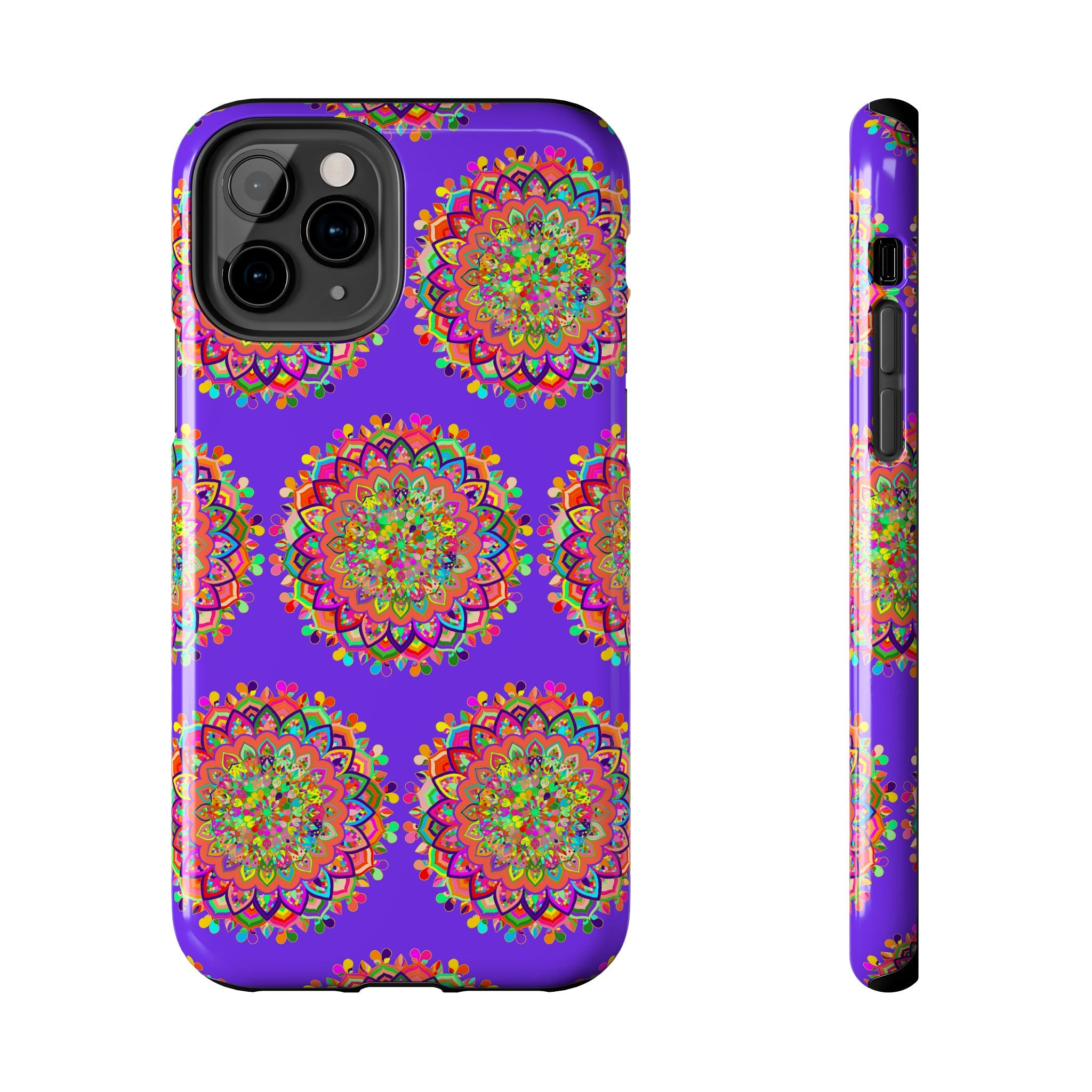 Hand drawn small purple mandala art phone case designed for iPhone X and XS