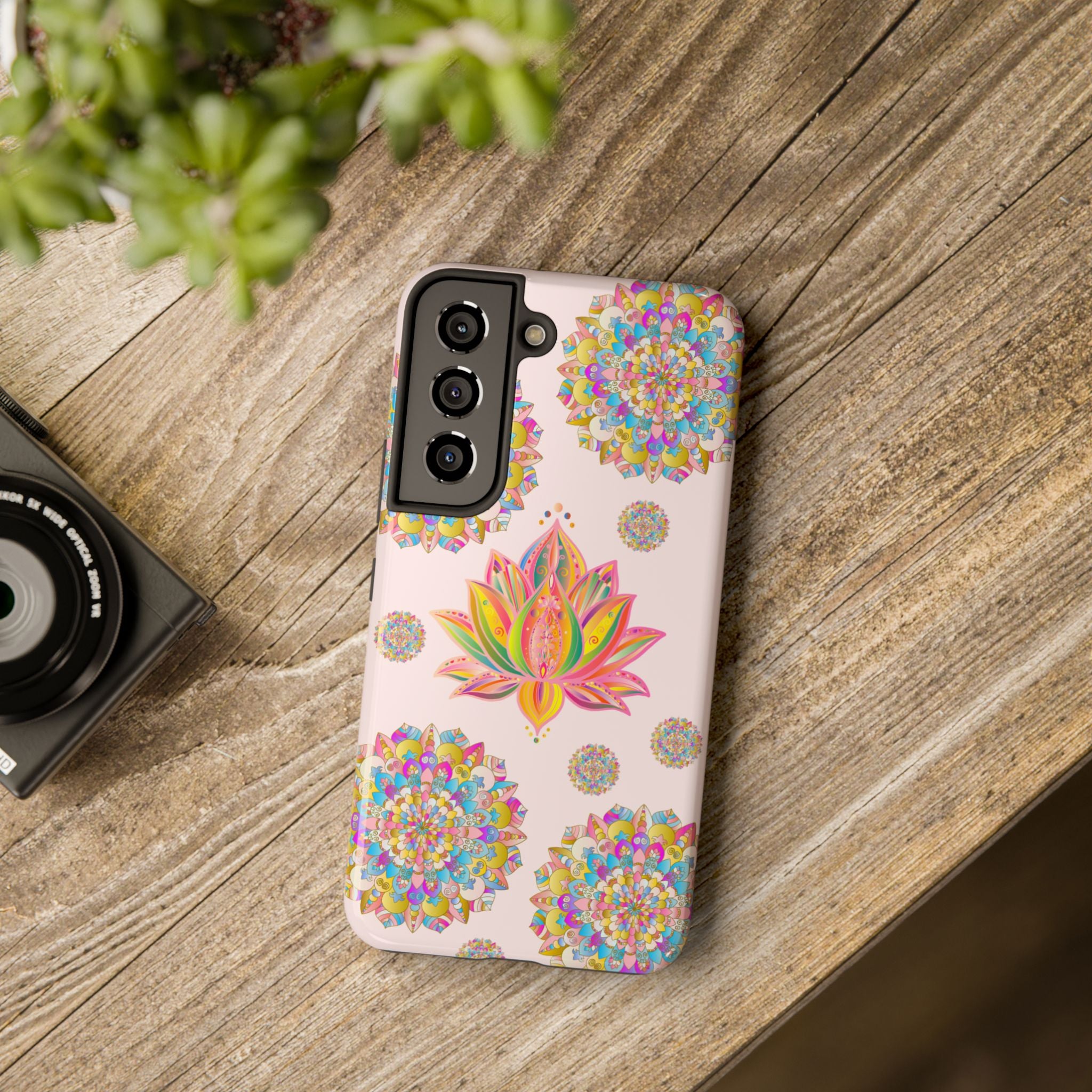 Beautiful light pink lotus flower mandala design phone case for protection and style