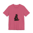 Black Cat Mystery T-Shirt featuring a shadowy feline design for elegant style