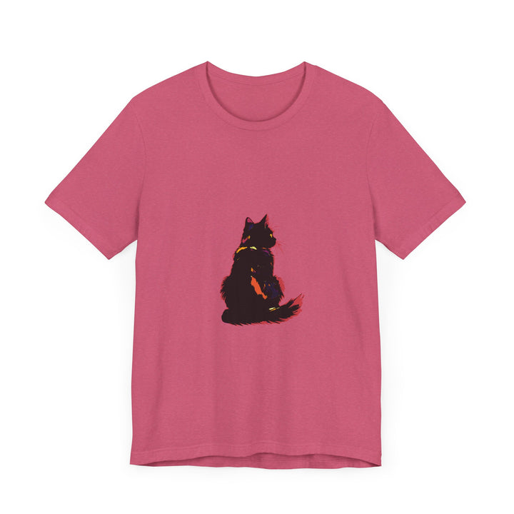 Black Cat Mystery T-Shirt featuring a shadowy feline design for elegant style