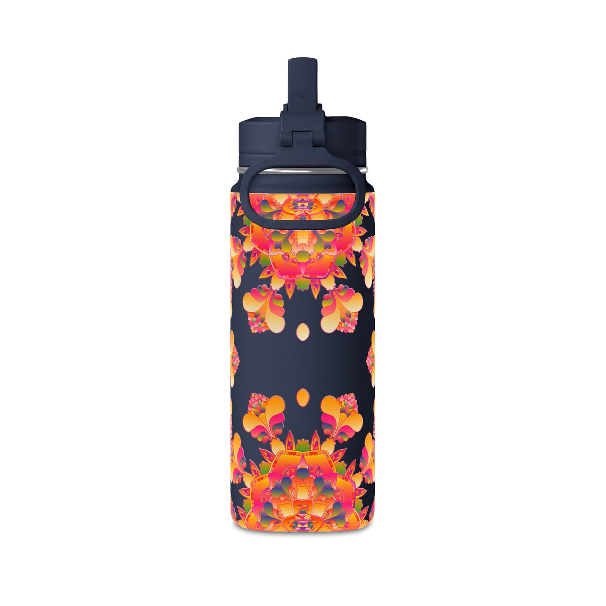 20oz Floral Mandala Mini Water Bottle – Colorful Boho Hydration Bottle