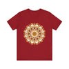 Intricate Mandala Tee in Brown and Orange with Detailed Geometric Design and Floral Patterns, Perfect for Boho-Chic Fashion