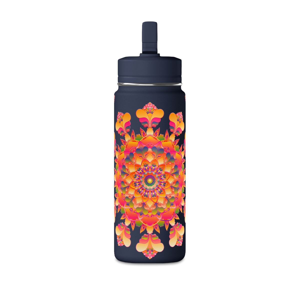 20oz Floral Mandala Mini Water Bottle – Colorful Boho Hydration Bottle