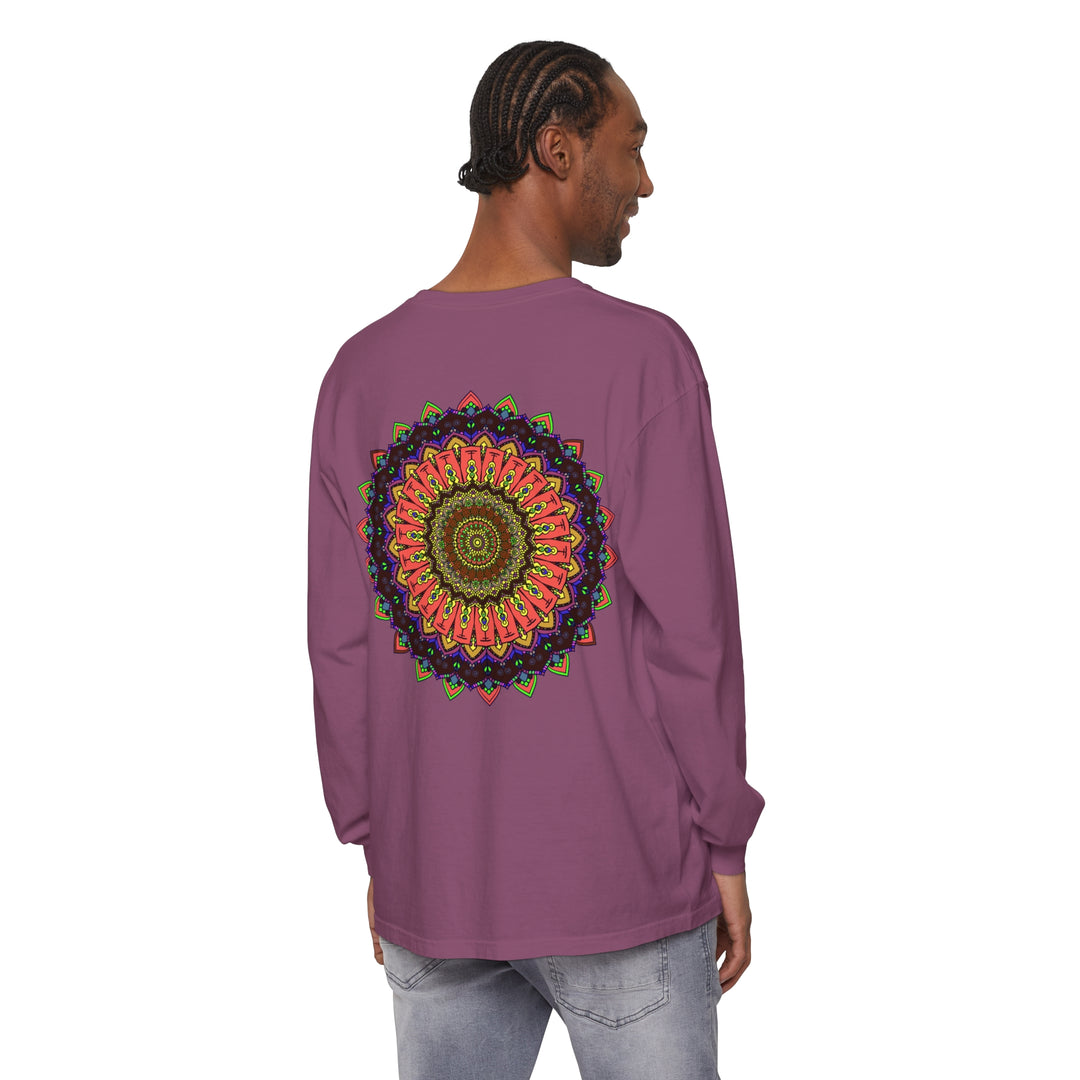 Intricate Mandala Long Sleeve T-Shirt featuring a colorful and vibrant design