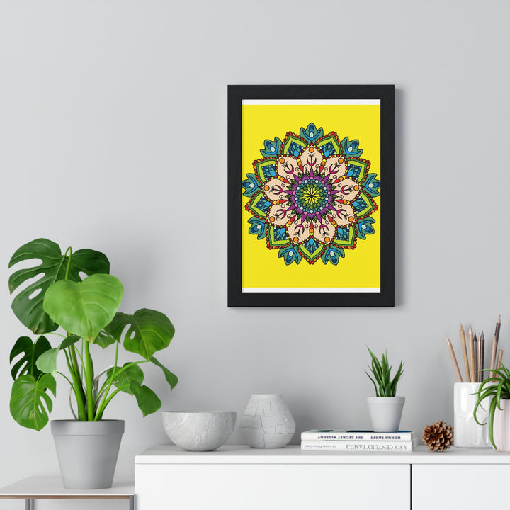 Stunning hand-drawn yellow mandala art in vertical frame for mindfulness practice