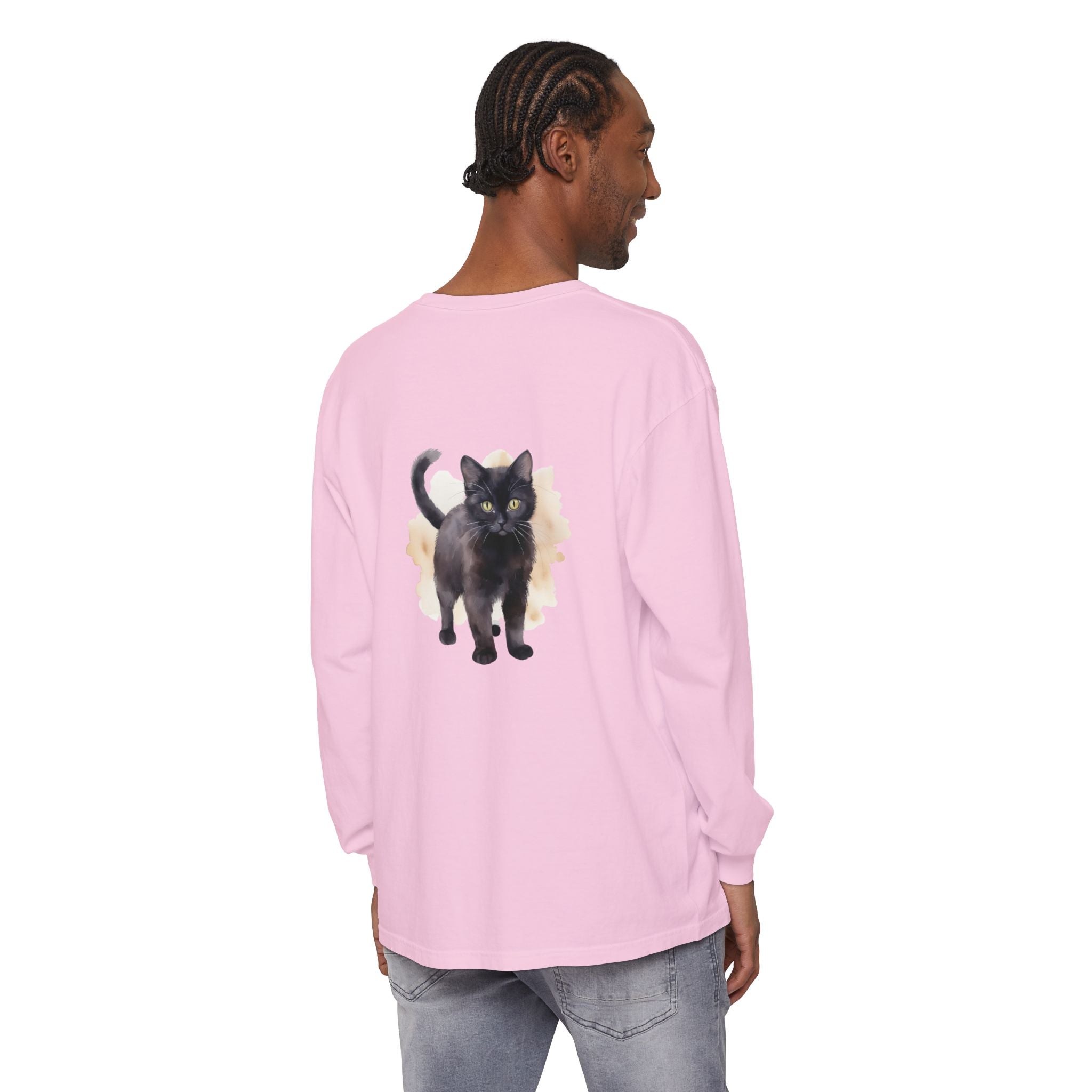 Full Sleeve Tee | Black Cat Watercolor - Unisex