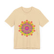 Vibrant Mandala Tee featuring a colorful floral design, perfect for adding a pop of color to your wardrobe