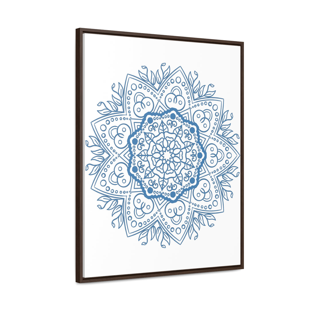 Handmade steel blue mandala design wall art on gallery canvas wraps