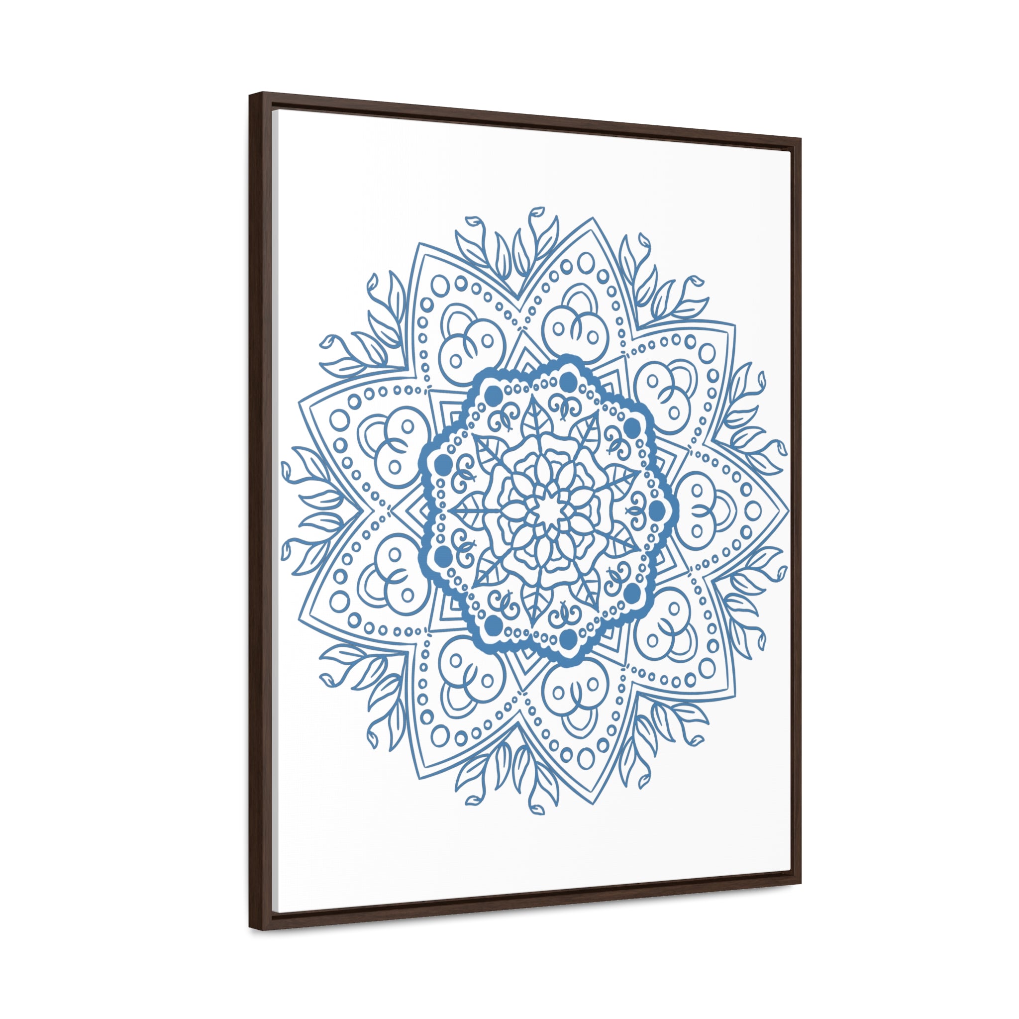 Handmade steel blue mandala design wall art on gallery canvas wraps