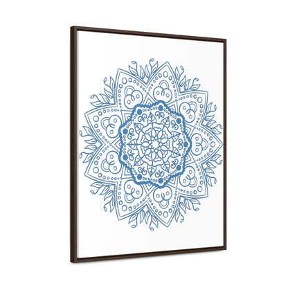 Handmade steel blue mandala design wall art on gallery canvas wraps