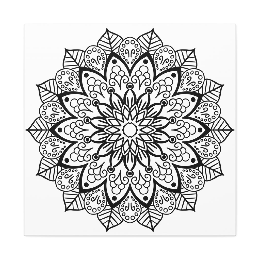 Handmade Mandala Art - Black & White Wall Art - Matte Canvas, Stretched, 125 - Intricately designed spiritual artwork perfect for home decor
