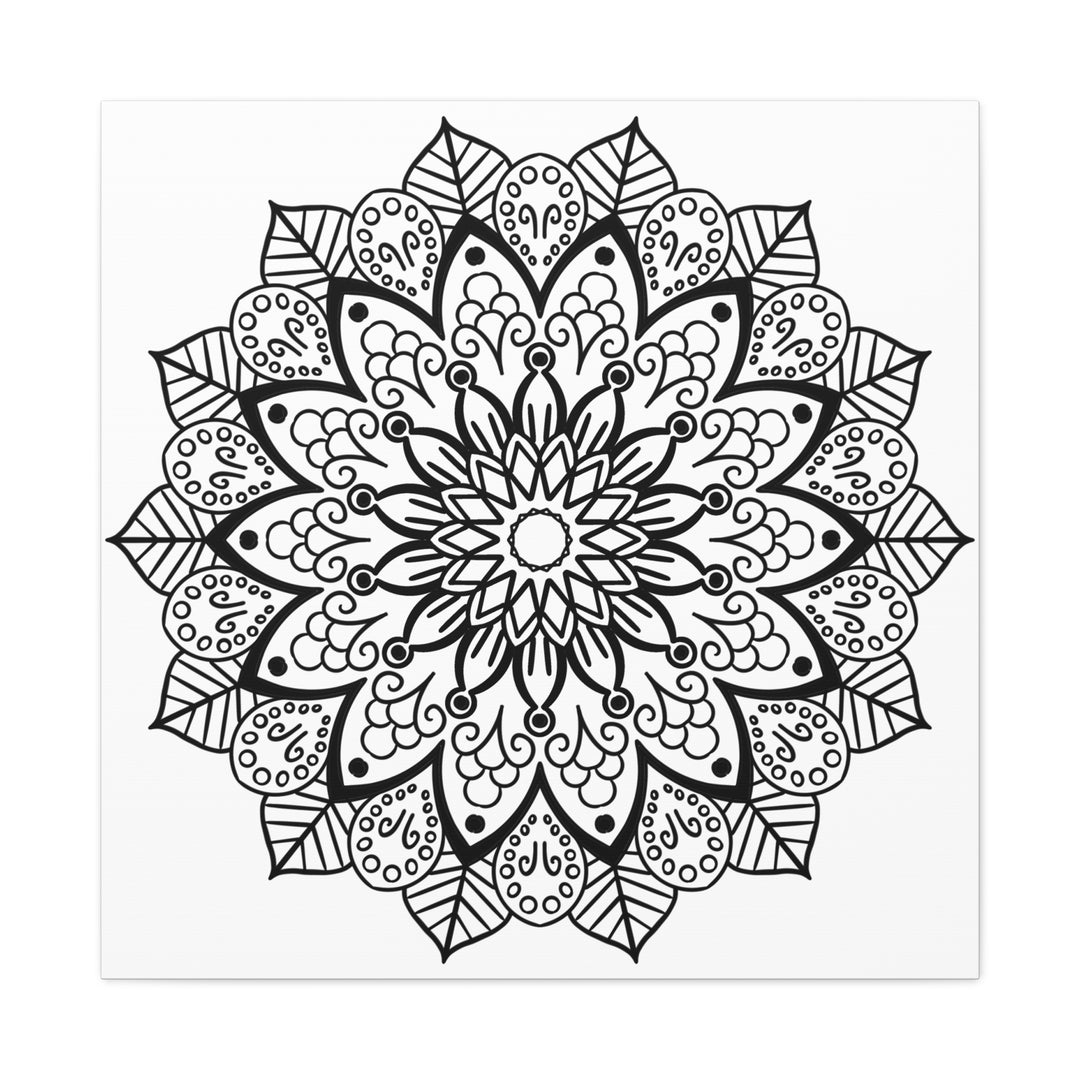 Handmade Mandala Art - Black & White Wall Art - Matte Canvas, Stretched, 125 - Intricately designed spiritual artwork perfect for home decor