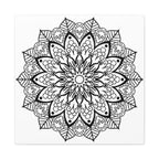 Handmade Mandala Art - Black & White Wall Art - Matte Canvas, Stretched, 125 - Intricately designed spiritual artwork perfect for home decor