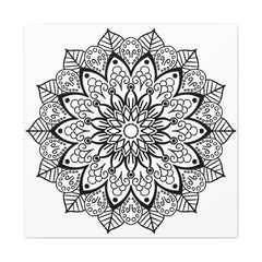 Handmade Mandala Art - Black & White Wall Art - Matte Canvas, Stretched, 125 - Intricately designed spiritual artwork perfect for home decor