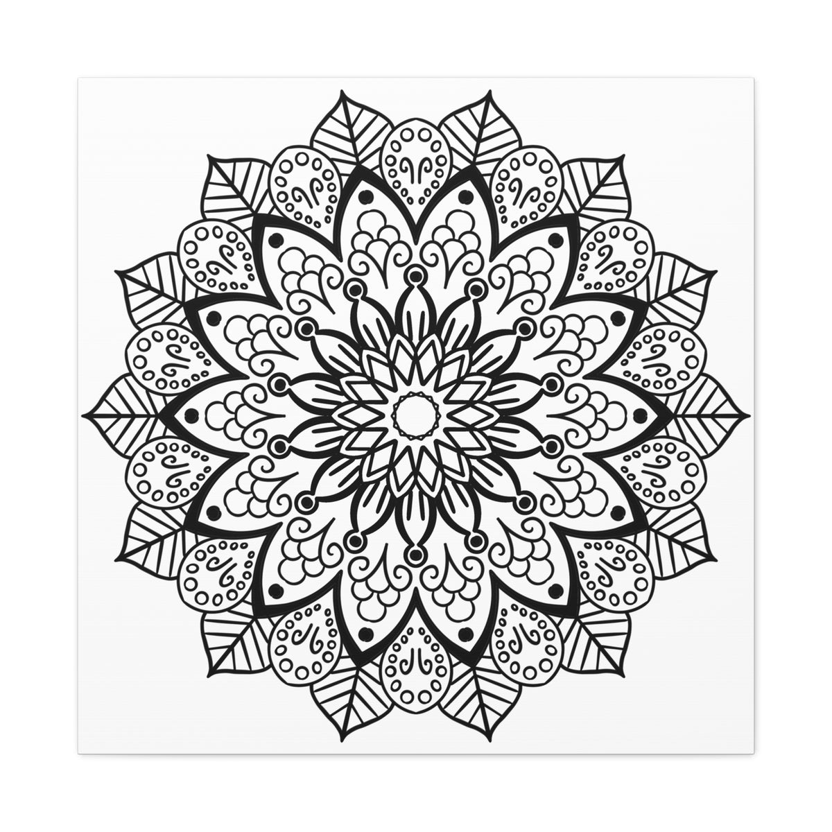 Handmade Mandala Art - Black & White Wall Art - Matte Canvas, Stretched, 125 - Intricately designed spiritual artwork perfect for home decor