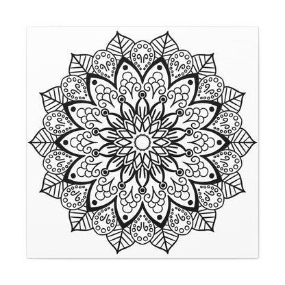 Handmade Mandala Art - Black & White Wall Art - Matte Canvas, Stretched, 125 - Intricately designed spiritual artwork perfect for home decor