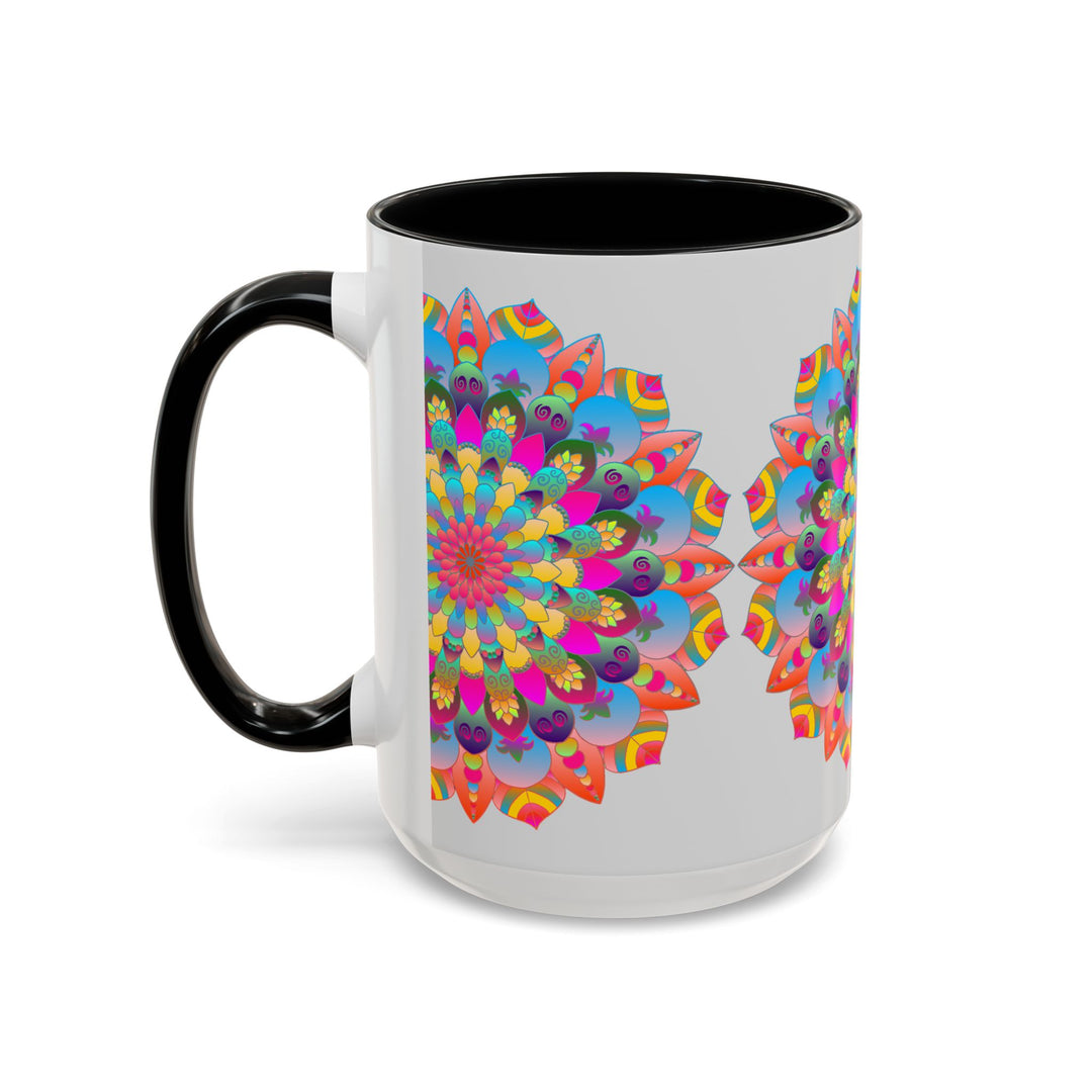 Circular mandala design mug with vibrant and bold colors