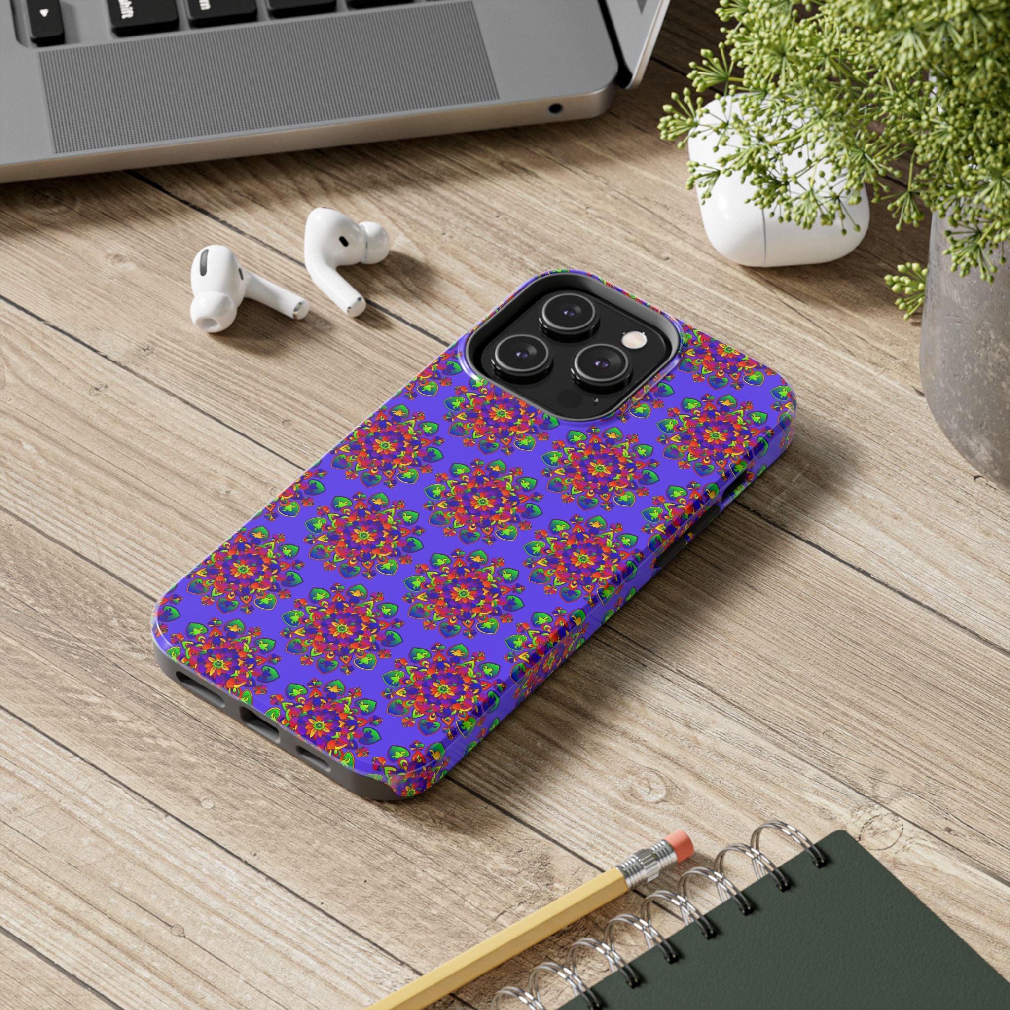 Tiled Hand Drawn Mandala Rainbow Phone Case - Standard alt text 84