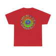 White unisex heavy cotton tee featuring a colorful mandala design, perfect for yoga and mindfulness activities