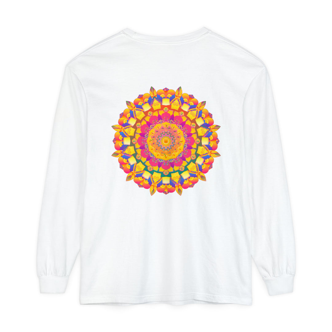 Vibrant and intricate mandala design long sleeve t-shirt with psychedelic art