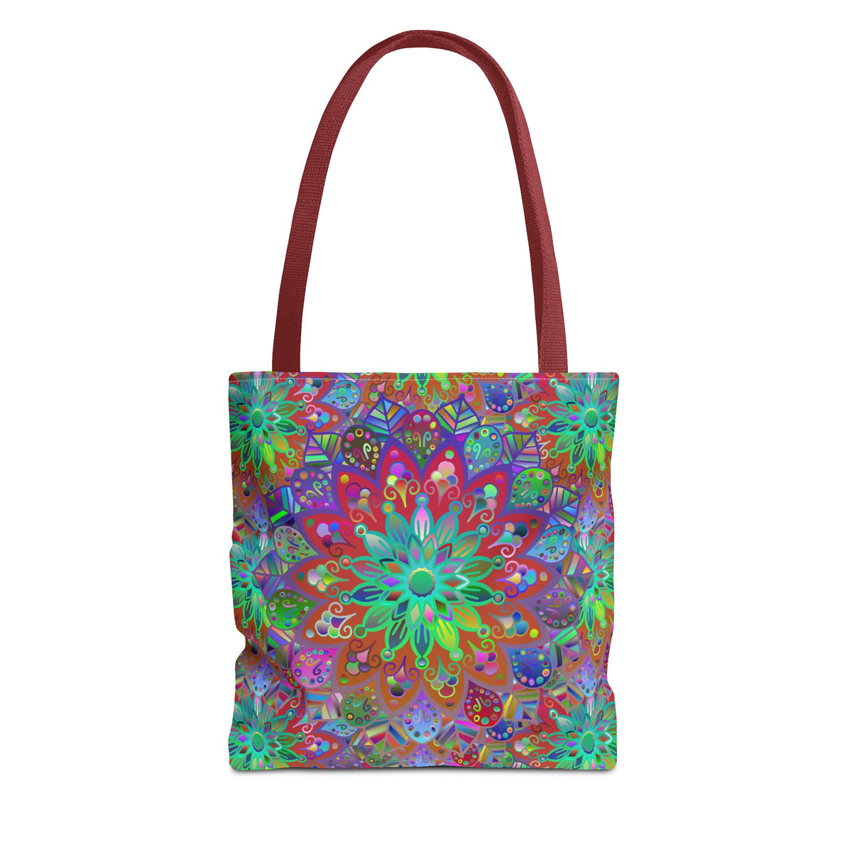 Psychedelic Mandala Tote Bag — Colorful Boho All-Over Print Tote