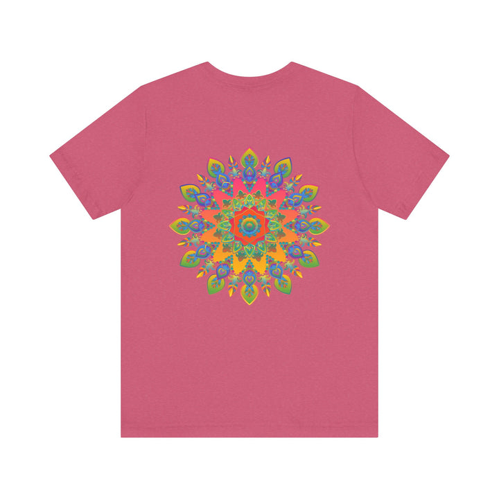 Colorful psychedelic mandala t-shirt featuring intricate spiritual design for peaceful vibes