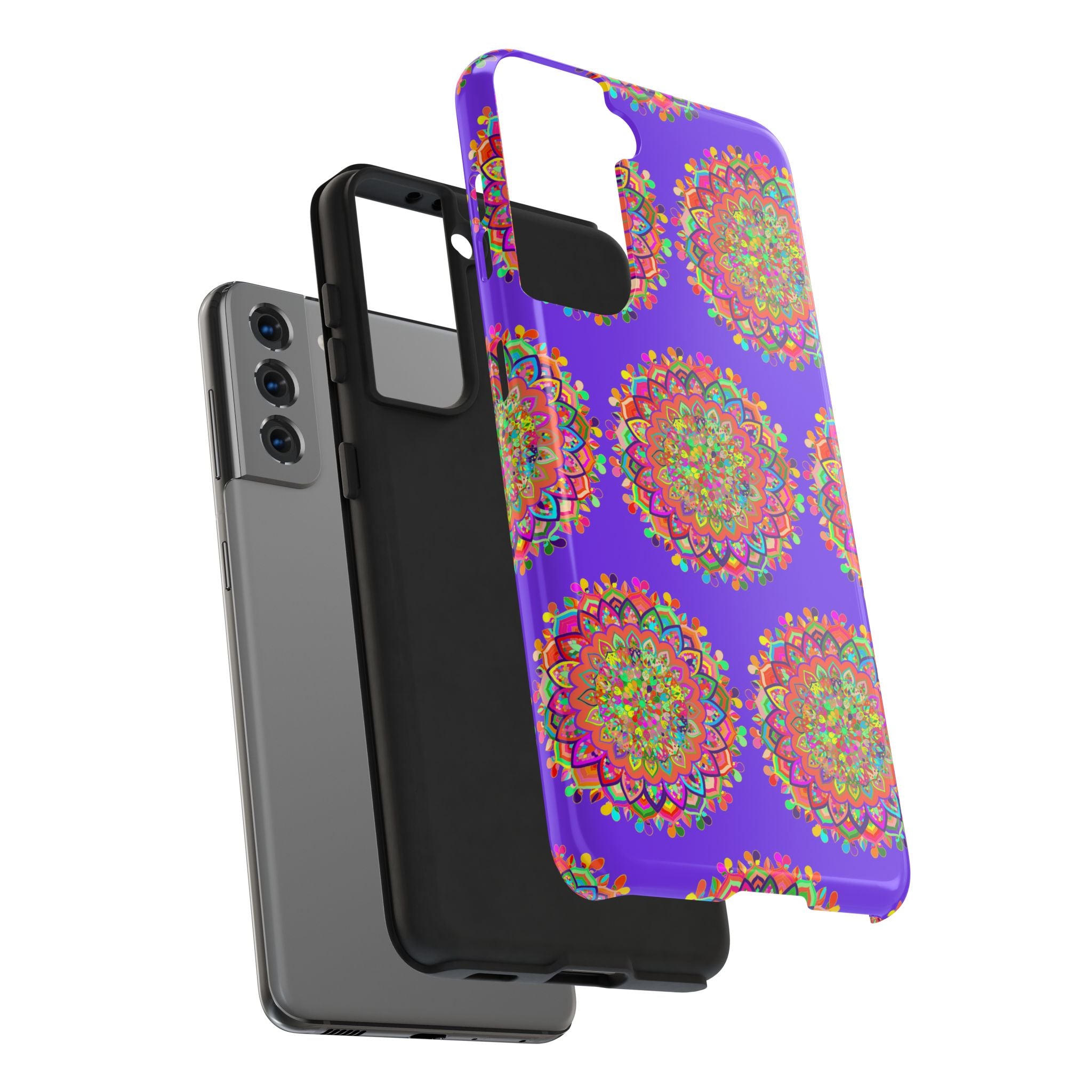 Hand drawn small purple mandala art phone case designed for iPhone X and XS