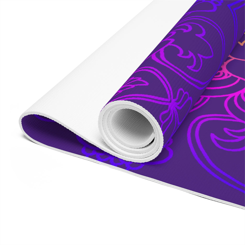 Mandala Foam Yoga Mat - Deep Purple Floral Design for Serenity