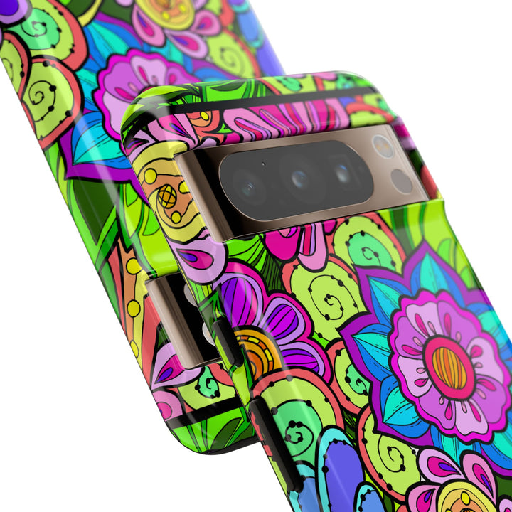 Floral Fantasy iPhone and Google Pixel Case in Bright Green Palette