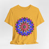 Vibrant and eye-catching, this colorful mandala geometric t-shirt features a striking design perfect for adding a pop of color to any wardrobe