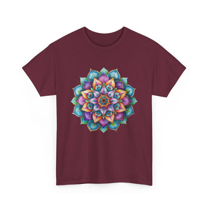 Comfortable Mandala Art Yoga Mindfulness - Unisex Heavy Cotton Tee ideal for relaxation and meditation practices