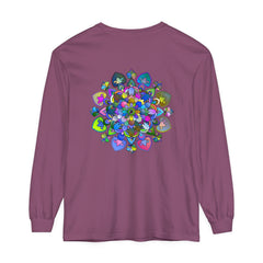 Colorful and intricate mandala design long sleeve t-shirt for a vibrant and stylish look