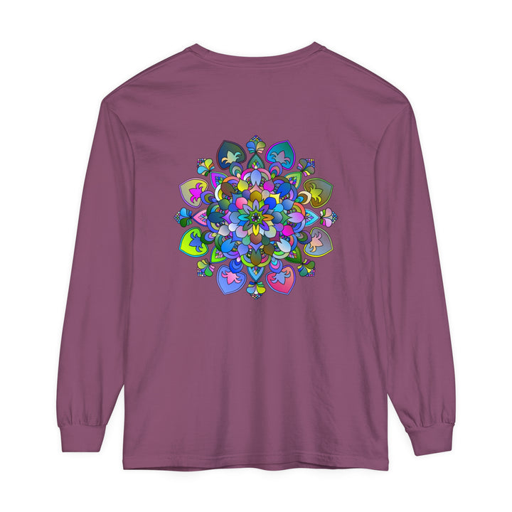 Colorful and intricate mandala design long sleeve t-shirt for a vibrant and stylish look