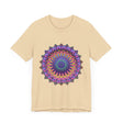 Colorful mandala meditation tee with intricate and vibrant design for peaceful and stylish relaxation