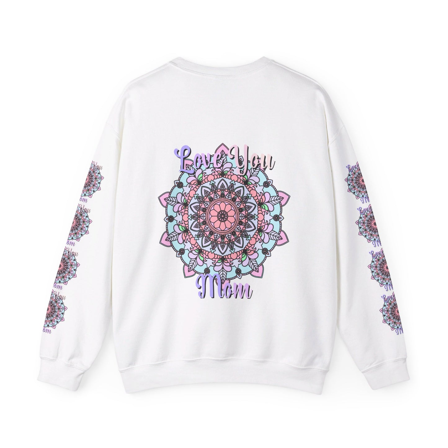 Cozy and sentimental unisex crewneck sweatshirt, the perfect birthday gift for Mom, featuring the phrase 'Love You Mom' in a stylish design