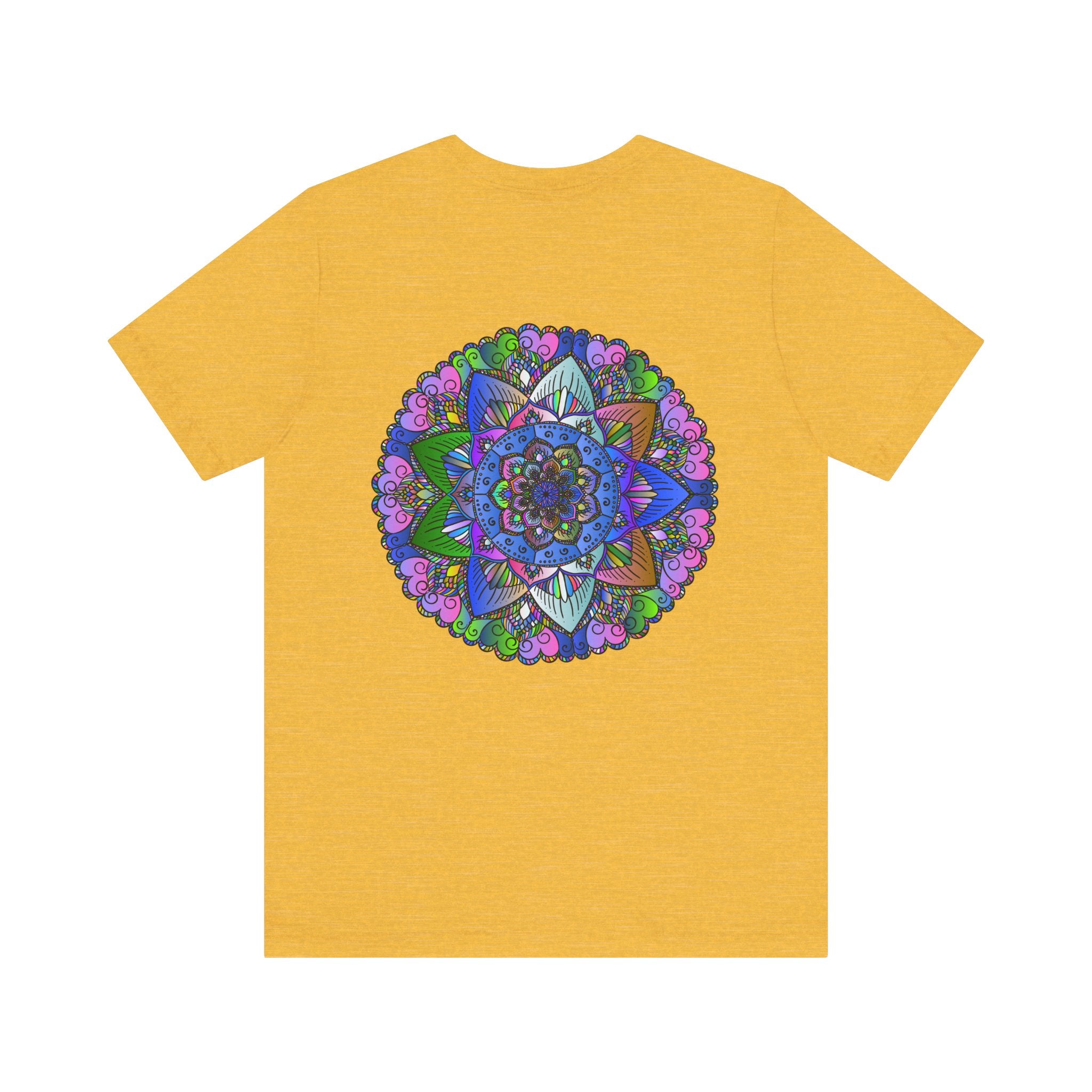 Vibrant Mandala T-Shirt with intricate design and colorful patterns, representing spiritual peace and tranquility, perfect for yoga and meditation enthusiasts