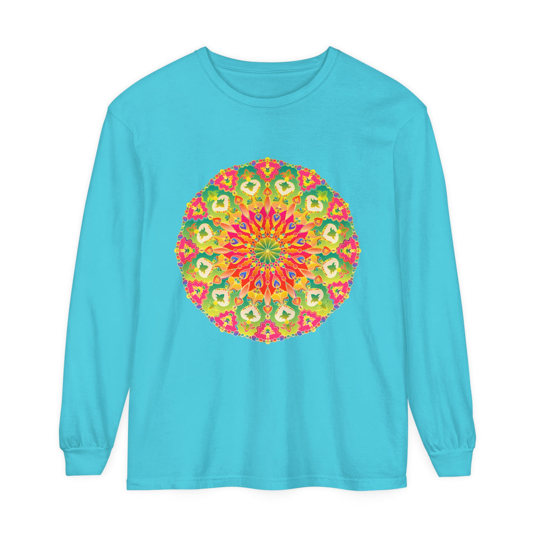 Vibrant and unique Intricate Mandala Long Sleeve T-Shirt - Vibrant Art featuring a colorful and detailed mandala design