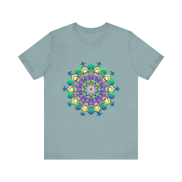 Colorful Mandala Meditation Tee - Peace & Tranquility: A beautiful, vibrant t-shirt featuring a mesmerizing mandala design, perfect for promoting peace and tranquility during meditation and mindfulness practices