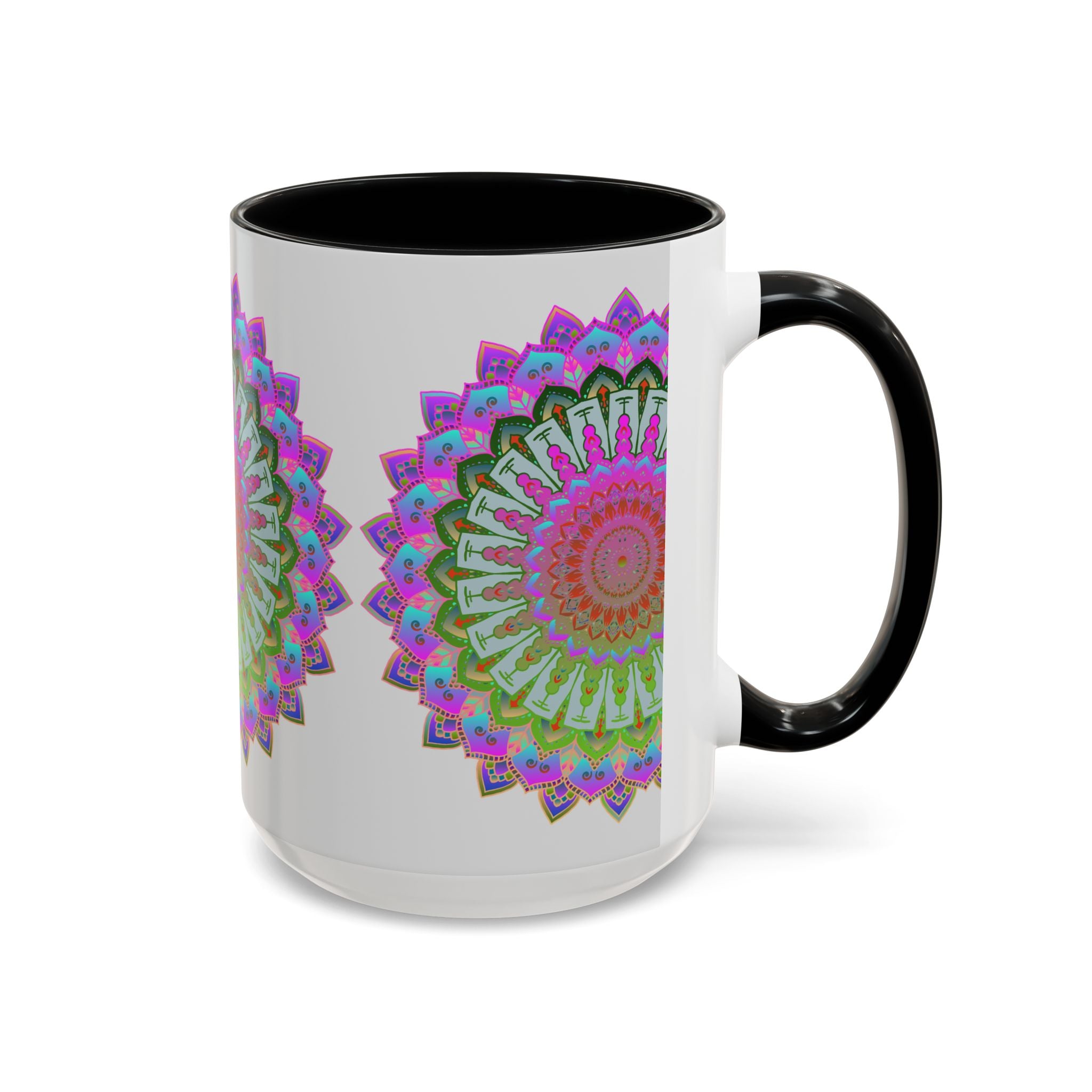 Colorful mandala art mug featuring hand-painted intricate design