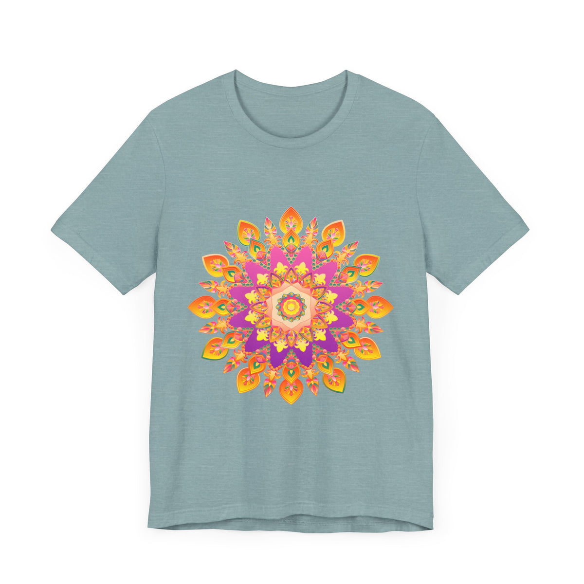 Vibrant Mandala T-Shirt featuring a colorful and detailed design with intricate patterns and bright hues, perfect for adding a pop of color to your wardrobe