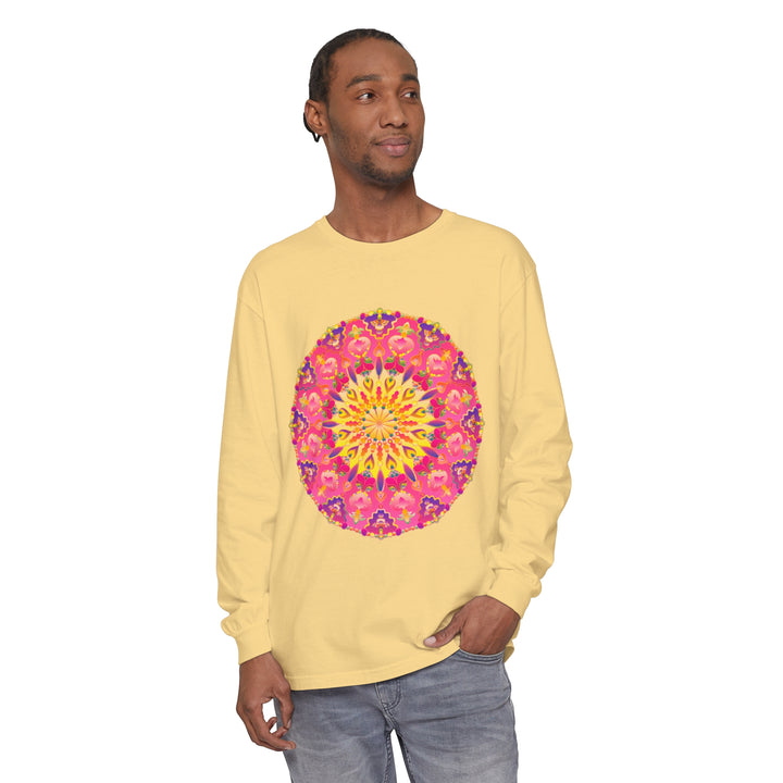 Colorful and intricate mandala design long sleeve t-shirt for all genders