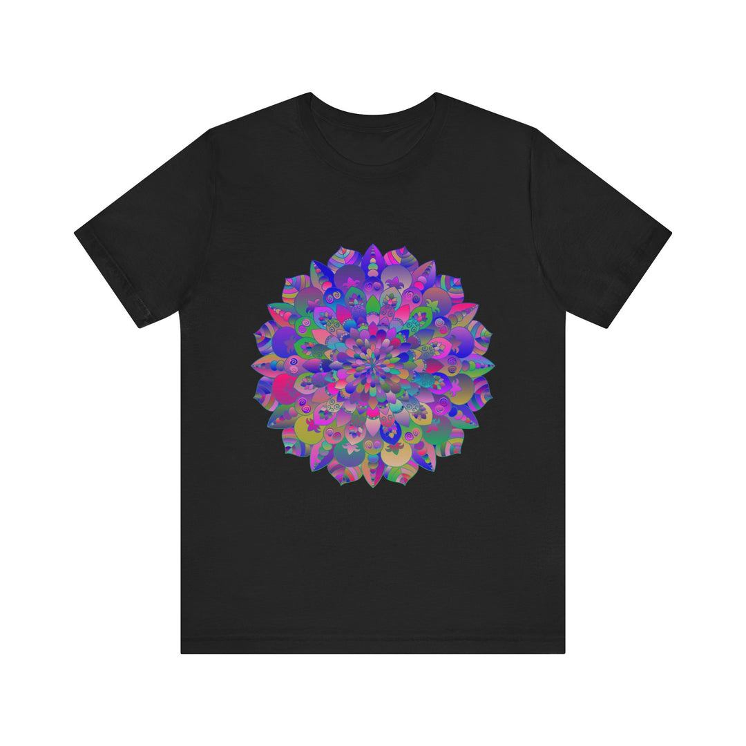 Vibrant Mandala T-Shirt featuring intricate spiritual art designs in bright, eye-catching colors