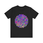Vibrant Mandala T-Shirt featuring intricate spiritual art designs in bright, eye-catching colors