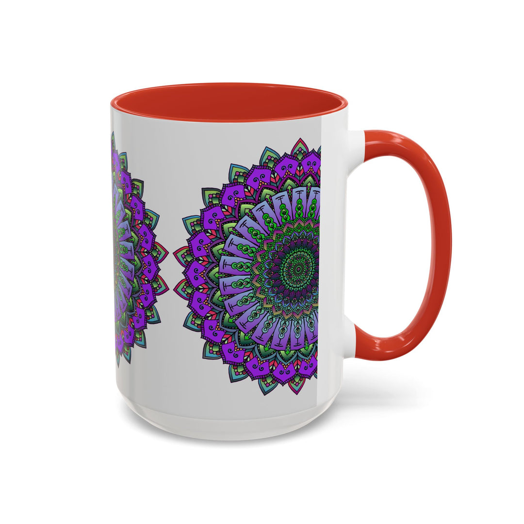 Colorful ceramic mug with intricate mandala design, perfect for spiritual art enthusiasts